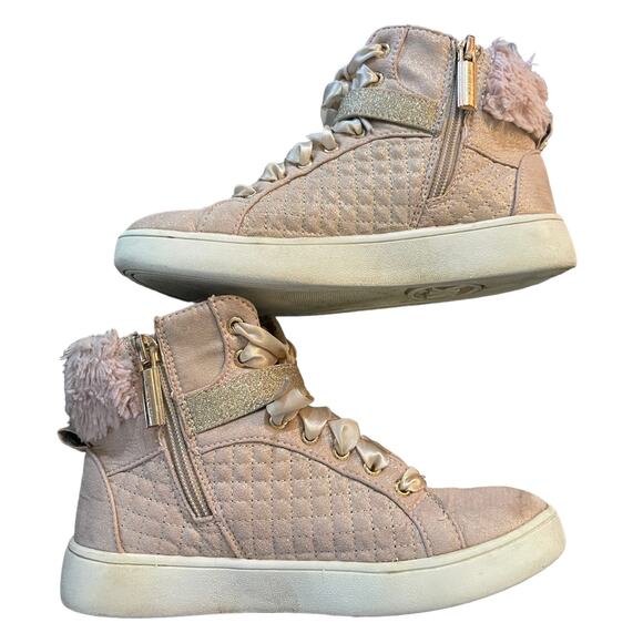 Michael Kors Jem Adi Rose Gold Pink Hightops Size 1 - Picture 6 of 10